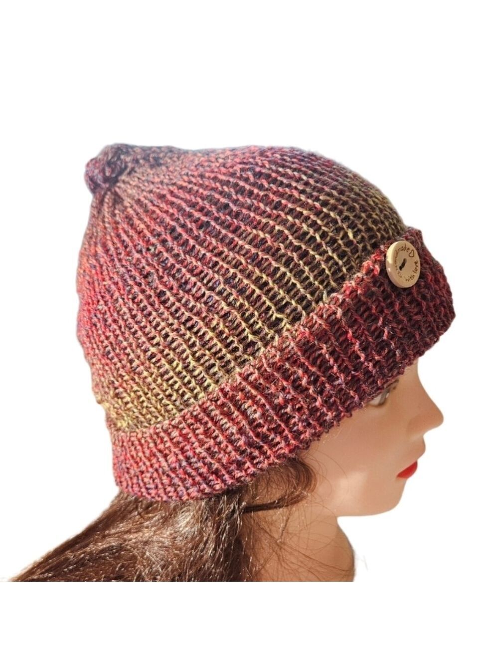 Hand Crafted Crochet Hat Handmade winter tuque Ombré hand knit beanie multicolor - Picture 7 of 17